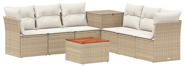 VidaXL Kanapé Szett 8 db Beige és Krémszínű Poli rattan és acél