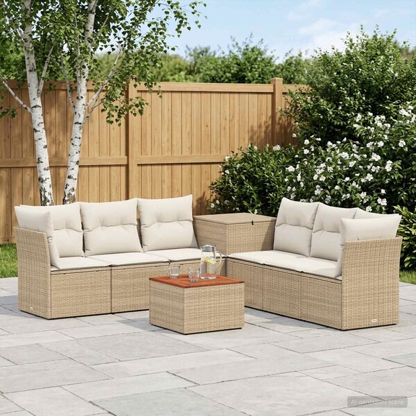 VidaXL Kanapé Szett 8 db Beige és Krémszínű Poli rattan és acél