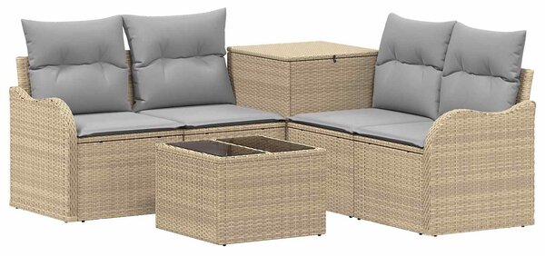 VidaXL Kanapé Szett 6 db Beige és Világosszürke Poli rattan és acél