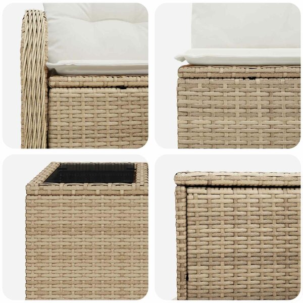 VidaXL Kanapé Szett 6 db Beige és Krémszínű Poli rattan és acél