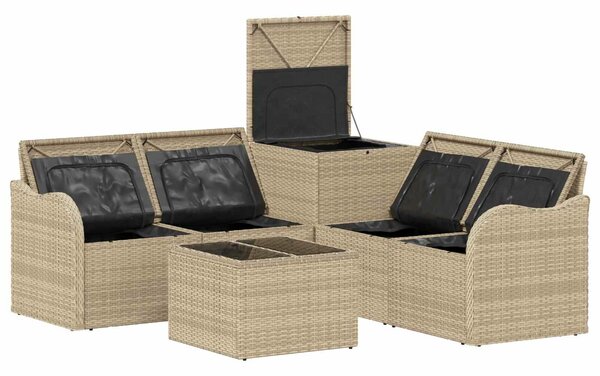 VidaXL Kanapé Szett 6 db Beige és Világosszürke Poli rattan és acél