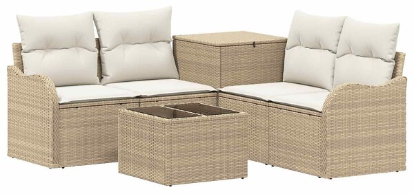VidaXL Kanapé Szett 6 db Beige és Krémszínű Poli rattan és acél