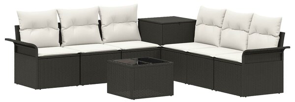 VidaXL Kanapé Szett 8 db Fekete és krémfehér Poli rattan és acél