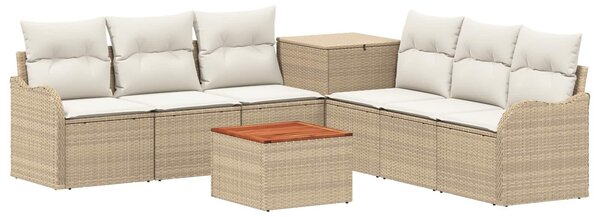 VidaXL Kanapé Szett 8 db Beige és Krémszínű Poli rattan és acél