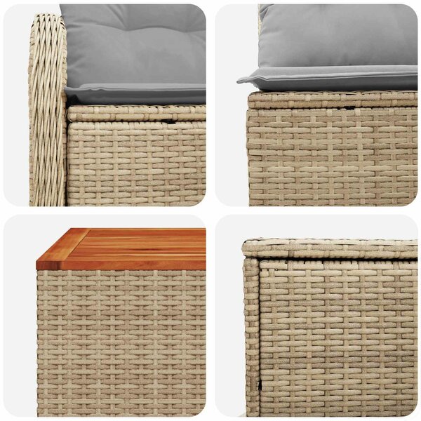 VidaXL Kanapé Szett 6 db Beige és Világosszürke Poli rattan és acél