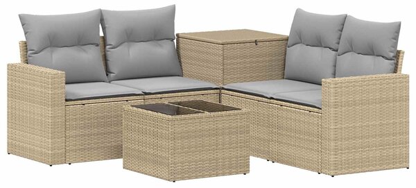 VidaXL Kanapé Szett 6 db Beige és Világosszürke Poli rattan és acél