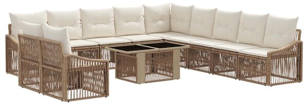 VidaXL Kerti Kanapé Szett 12 db Beige és Krémszínű polirattan