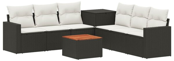 VidaXL Kanapé Szett 8 db Fekete és krémfehér Poli rattan és acél