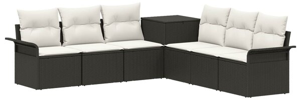 VidaXL Kanapé Szett 7 db Fekete és krémfehér Poli rattan és acél