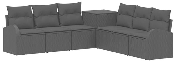 VidaXL Kanapé Szett 7 db Fekete Poli rattan és acél