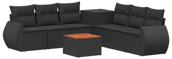 VidaXL Kanapé Szett 8 db Fekete Poli rattan és acél