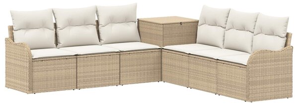 VidaXL Kanapé Szett 7 db Beige és Krémszínű Poli rattan és acél
