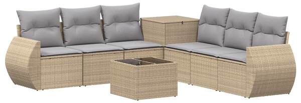VidaXL Kanapé Szett 8 db Beige és Világosszürke Poli rattan és acél