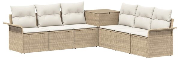 VidaXL Kanapé Szett 7 db Beige és Krémszínű Poli rattan és acél