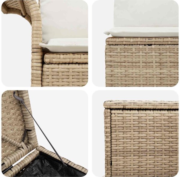 VidaXL Kanapé Szett 7 db Beige és Krémszínű Poli rattan és acél