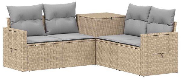 VidaXL Kanapé Szett 5 db Beige és Világosszürke Poli rattan és acél