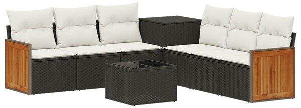 VidaXL Kanapé Szett 8 db Fekete és krémfehér Poli rattan és acél