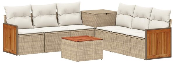 VidaXL Kanapé Szett 8 db Beige és Krémszínű Poli rattan és acél