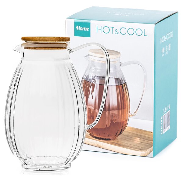 4Home Hot&Cool Juicy Üvegkancsó bambuszfedővel, 1,5 l