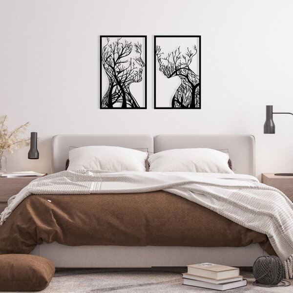 Fém fali dekoráció, twin trees, 2x 40 x 63 cm
