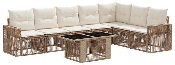 VidaXL Kerti Kanapé Szett 8 db Beige és Krémszínű polirattan