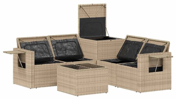 VidaXL Kanapé Szett 6 db Beige és Világosszürke Poli rattan és acél