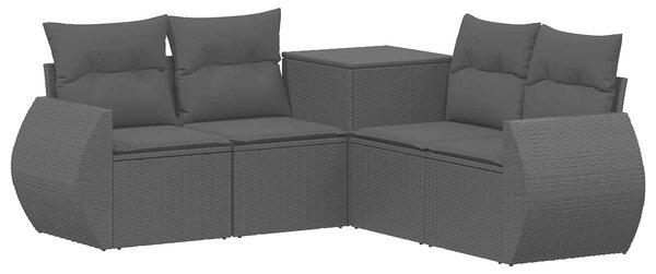 VidaXL Kanapé Szett 5 db Fekete Poli rattan és acél