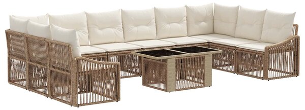 VidaXL Kerti Kanapé Szett 11 db Beige és Krémszínű polirattan
