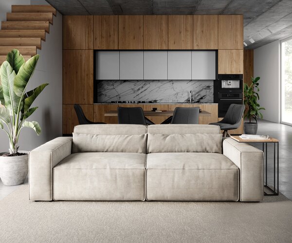 DELIFE Nagy kanapé Sirpio 230x95 cm kordbársony bézs