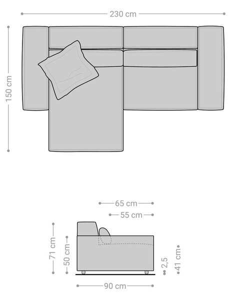 DELIFE Sarokkanapé Sirpio 230x155 cm bőr imitáció vintage antracit variálható rekamié