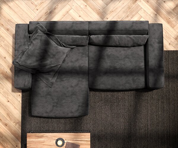 DELIFE Sarokkanapé Sirpio 230x155 cm mikroszálas fekete rekamié változtatható