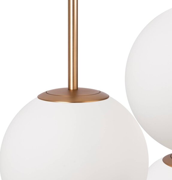 Maytoni Basic formájú függőlámpa, fehér/arany, 3 lámpás., dimmelhető, Sárgaréz / arany, Konyha, fém, Modern