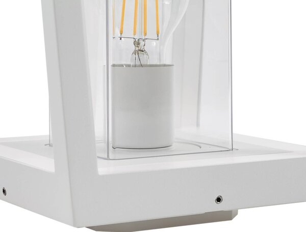Lucande Dunia talapzati világítás, fehér, fém, 24 cm, E27, IP54, dimmelhető, Fehér / opál, Alumínium, Modern