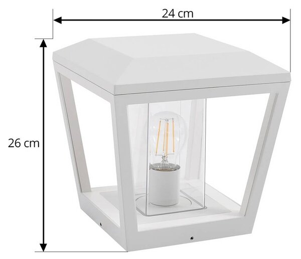 Lucande Dunia talapzati világítás, fehér, fém, 24 cm, E27, IP54, dimmelhető, Fehér / opál, Alumínium, Modern