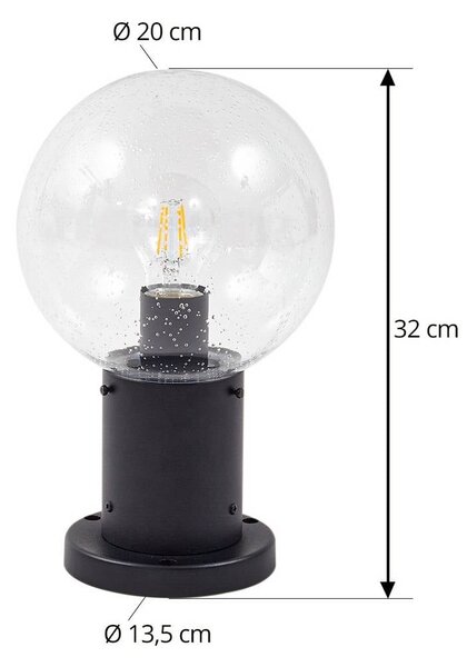 Lindby Dangan talapzati világítás, fekete/átlátszó, magasság 32 cm, üveg, dimmelhető, Tiszta / átlátszó, Üveg, Modern
