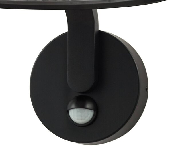 Lindby LED fali lámpa Capelo, fekete, fém, érzékelő, Ø20cm, Fekete, Alumínium, Modern
