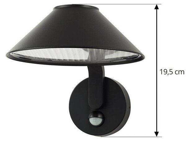 Lindby LED fali lámpa Capelo, fekete, fém, érzékelő, Ø20cm, Fekete, Alumínium, Modern