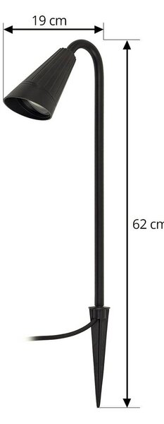 Lindby földi tüskés lámpa Sorvete, fekete, fém, magasság 62 cm, dimmelhető, Fekete, Alumínium, Modern