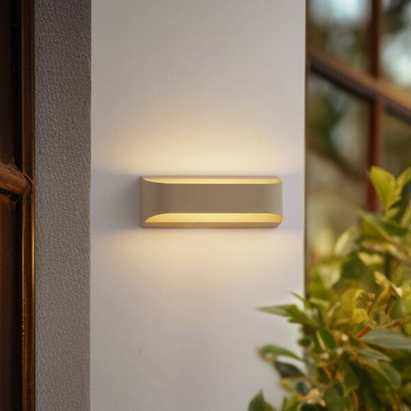 Lindby LED kültéri fali világítás Lenore, bézs, fém, 36,5 cm, Krém / borostyánsárga, Alumínium, Modern
