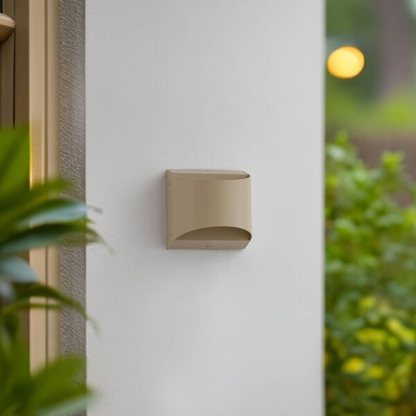 Lindby Lenore LED kültéri fali lámpa, bézs, fém, 13,5 cm, Krém / borostyánsárga, Alumínium, Modern