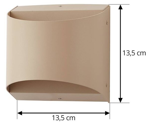 Lindby Lenore LED kültéri fali lámpa, bézs, fém, 13,5 cm, Krém / borostyánsárga, Alumínium, Modern
