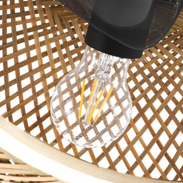 Lucande mennyezeti ventilátor világítással Cordie, DC, csendes, Ø 53 cm, dimmelhető, Világos fa, Nappali / Étkező, Bambusz, Vidéki otthon / Rusztikus