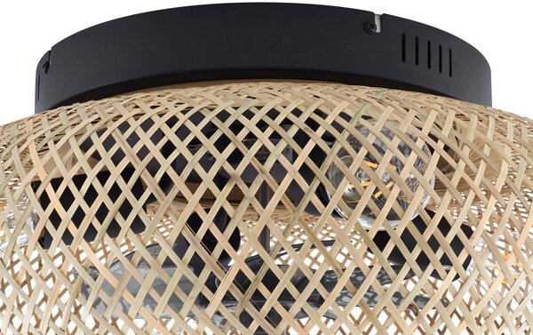 Lucande mennyezeti ventilátor világítással Cordie, DC, csendes, Ø 53 cm, dimmelhető, Világos fa, Nappali / Étkező, Bambusz, Vidéki otthon / Rusztikus
