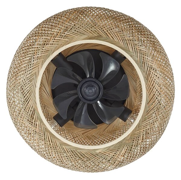 Lucande mennyezeti ventilátor világítással Cordie, DC, csendes, Ø 53 cm, dimmelhető, Világos fa, Nappali / Étkező, Bambusz, Vidéki otthon / Rusztikus