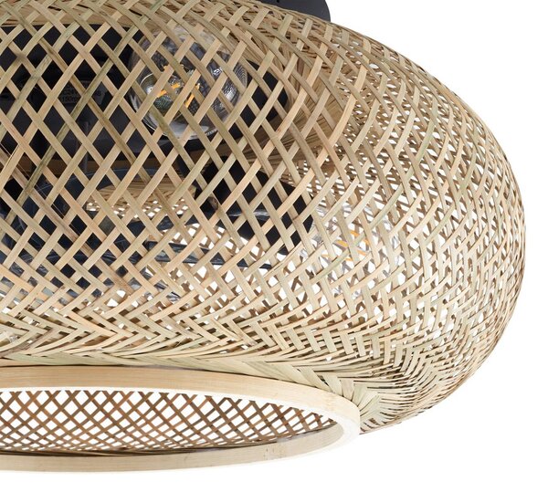 Lucande mennyezeti ventilátor világítással Cordie, DC, csendes, Ø 53 cm, dimmelhető, Világos fa, Nappali / Étkező, Bambusz, Vidéki otthon / Rusztikus