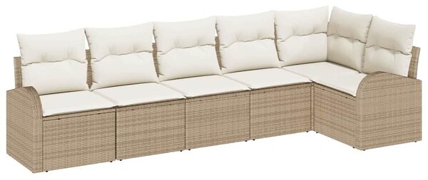 VidaXL Kerti Kanapé Szett 6 db Beige és Fehér polirattan