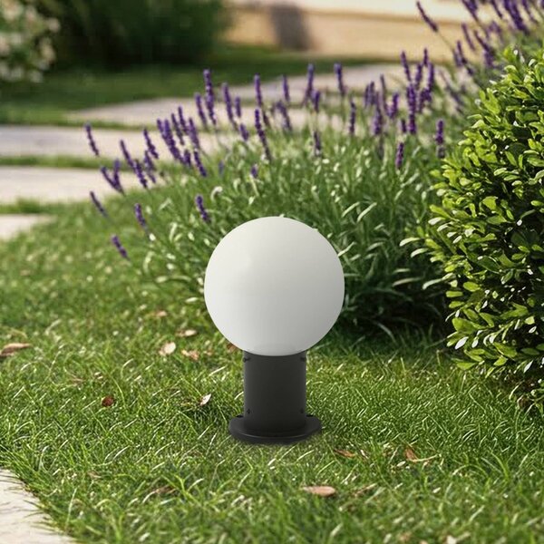 Lindby Dangan talapzati világítás, fekete/fehér, magasság 32 cm, üveg, dimmelhető, Fehér / opál, Üveg, Modern