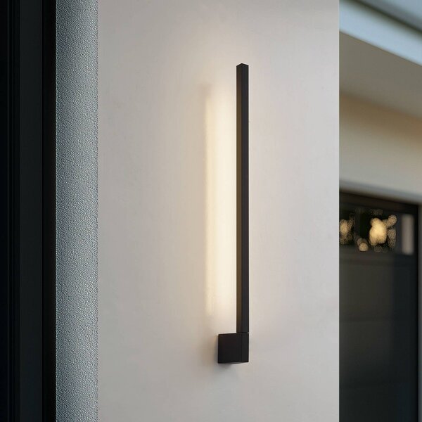 Lindby LED fali világítás Neano, 80 cm, fekete, fém, IP54, Fekete, Alumínium, Modern