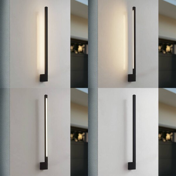 Lindby LED fali világítás Neano, 80 cm, fekete, fém, IP54, Fekete, Alumínium, Modern