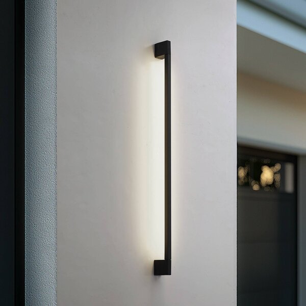 Lindby LED fali lámpa Neano, 120 cm, fekete, fém, IP54, Fekete, Alumínium, Modern